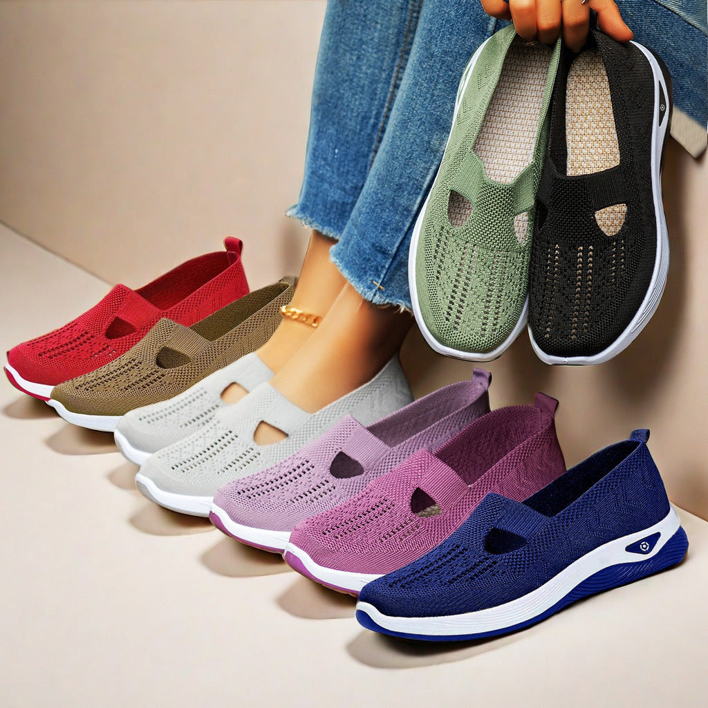 Mesh Flats Shoes Fashion Breathable Non-slip Soft Bottom Casual Shoes For Women