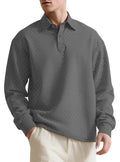 Texture Jacquard Solid Color Men's Long-sleeved Polo Shirt Lapel Loose Sweater