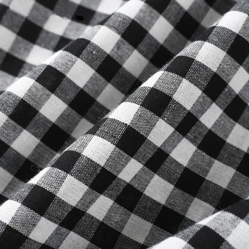 Retro Black And White Plaid Dress One-Word Neck Suspender Short Skirt