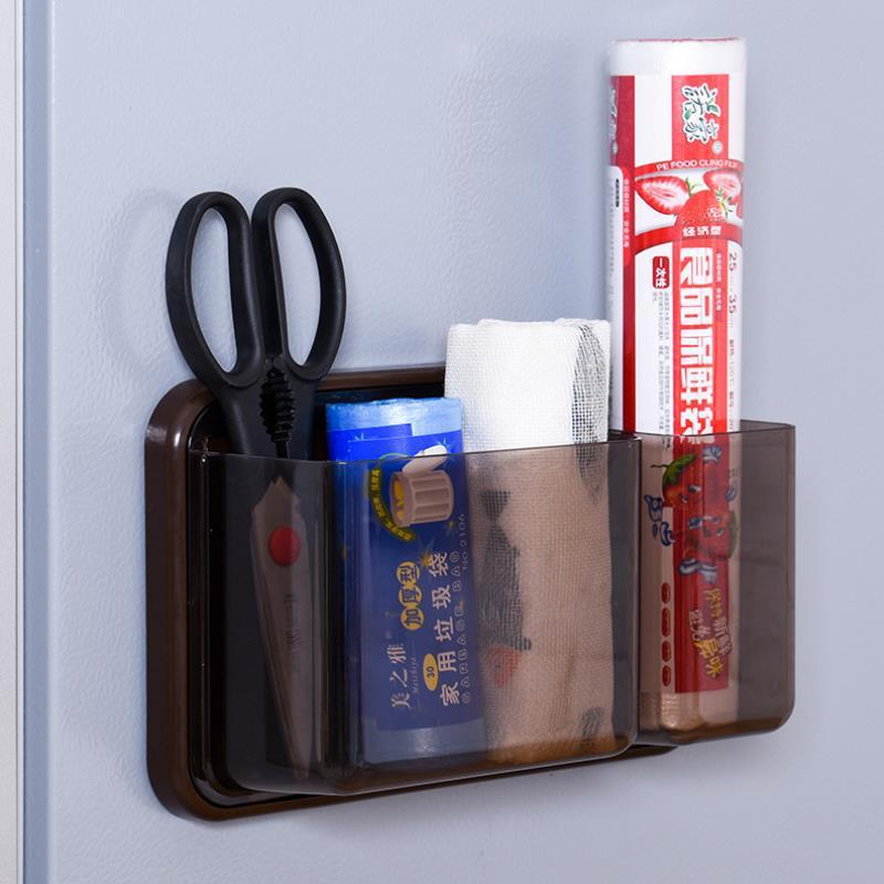 Refrigerator Shelf Magnet Free Perforated Cling Film Storage Rack Tissue Storage Box Side Wall Hanger Storage Box