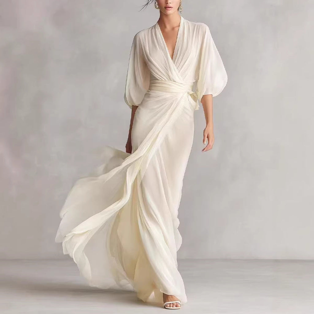 European And American-style Slim-fit Long Dress For Women