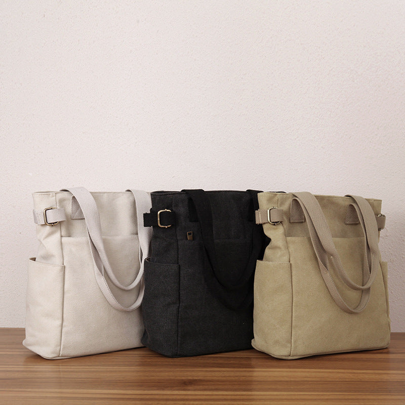 Casual Retro One-shoulder Hand-held Tote Canvas Bag For Women