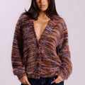 Winter Stripe Knitted Sweater Ins Button Cardigan Long Sleeved V-neck Cropped Tops For Women