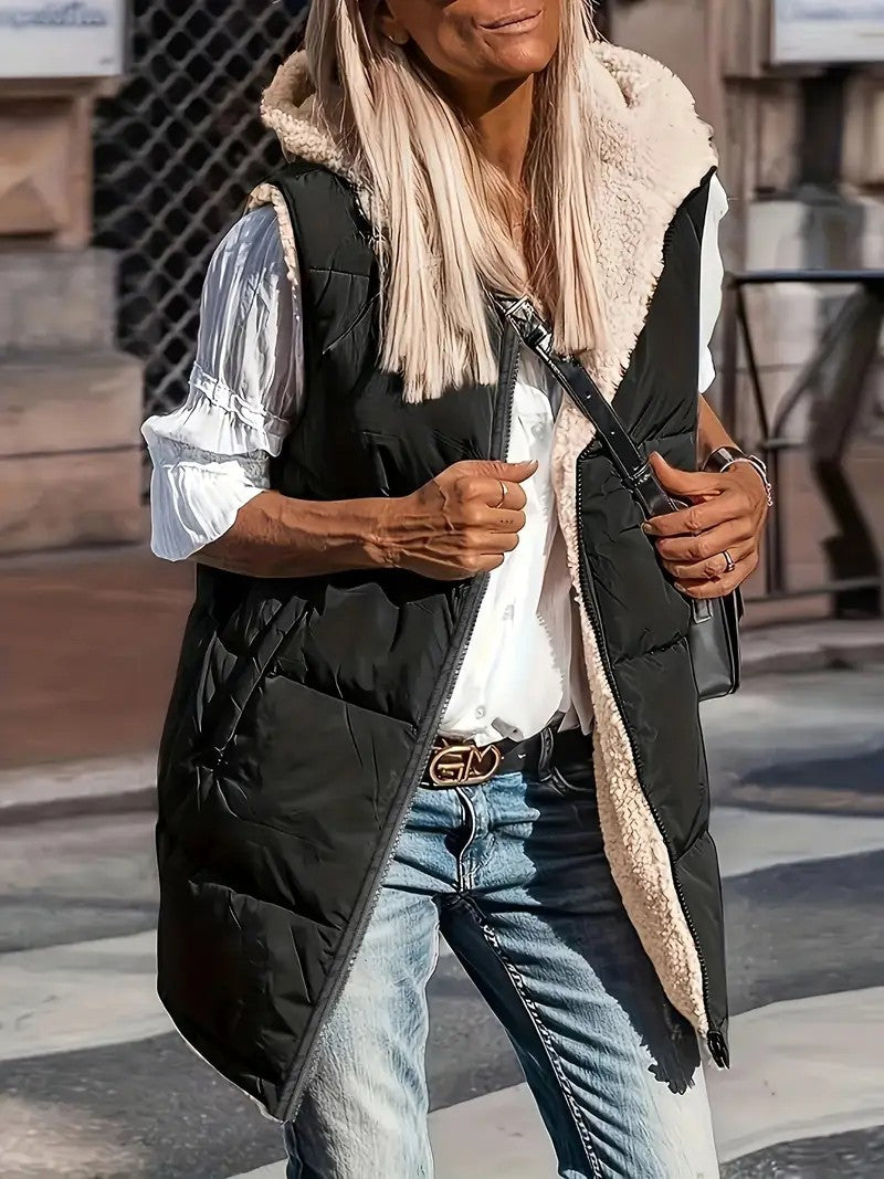 Hooded Double-sided Slim Fit Elegant Cardigan Vest