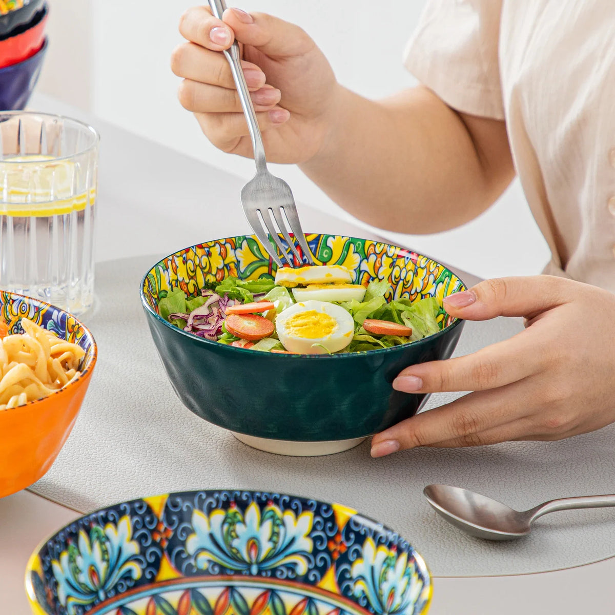 vancasso 12/16/18/24 Piece Ceramic Dinnerware Set Stoneware Bohemian Style with Dinner/Dessert Plate/Cereal/Pasta Bowl For 6