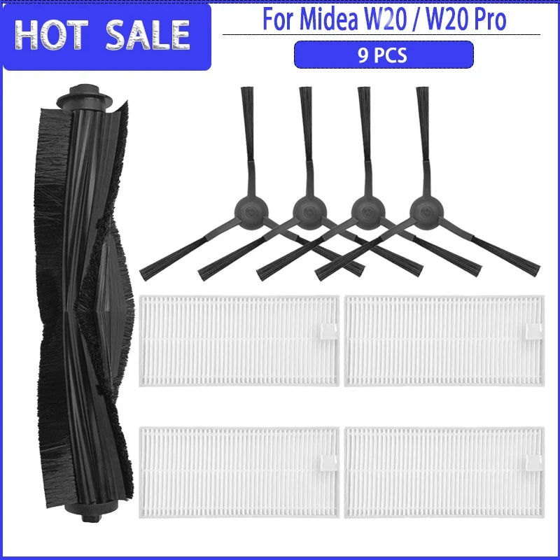 Main Side Brush HEPA Filter Mop For Eureka J20 / Midea W20 / W20 Pro Accessories Replacement Spare Parts