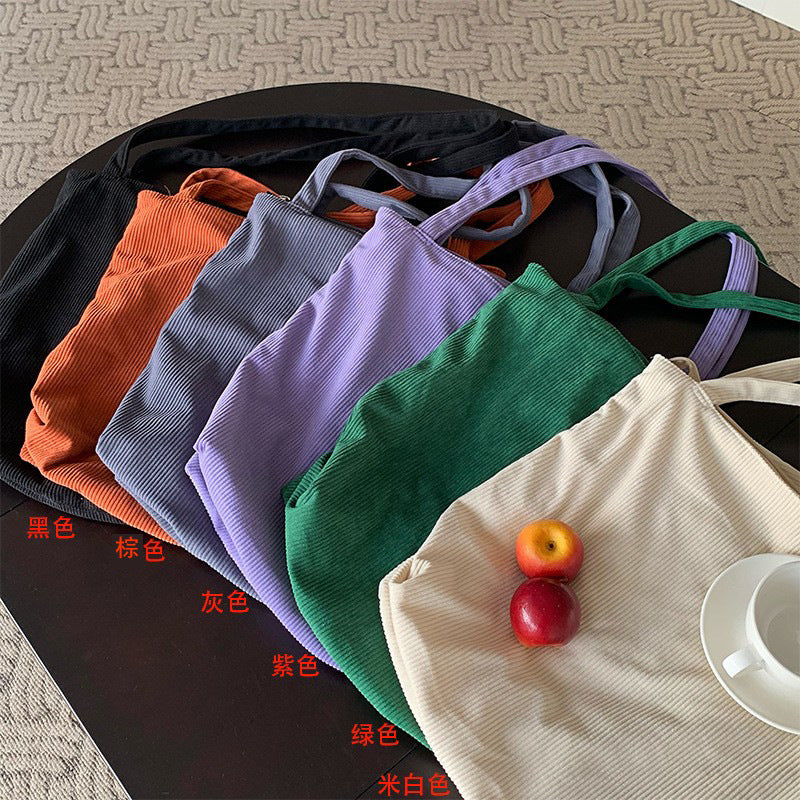 One-shoulder Large Capacity Corduroy Bag Leisure Shopping Bag
