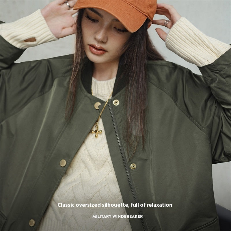 Retro Olive Green Trench Coat Mid-length Loose Women
