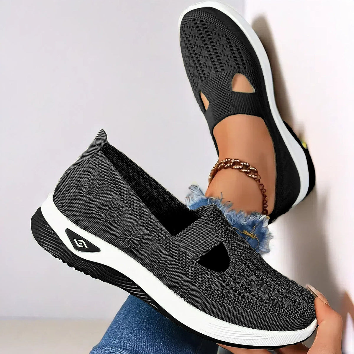Mesh Flats Shoes Fashion Breathable Non-slip Soft Bottom Casual Shoes For Women