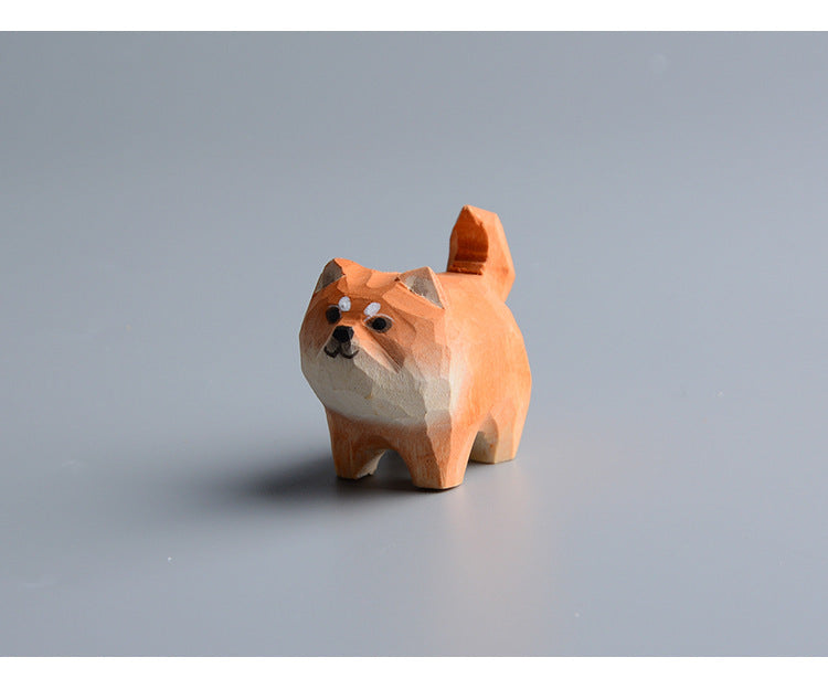 Handmade Wooden Cat Figurine - Artisan Carved Wood Cat Sculpture Home Decor Gift